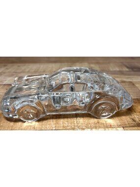 VTG HOFBAUER 1987 PORSCHE 911 CLEAR CRYSTAL GLASS CAR PAPERWEIGHT MADE GERMANY